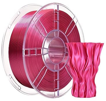 PLA Plus (PLA+) Shiny Silk 3D Printer Filament 1,75mm, Silk PLA+ Filament 1,75 Dimensional Accuracy +/- 0.02 mm, 1kg Spule(2,2 lbs) für FDM 3D Drucker (Silk Rosenrot)