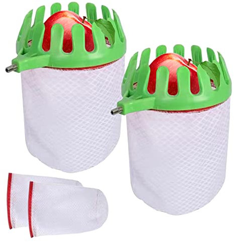 2 Pièces Cueille Fruit Tête Ø 160mm, Cueille Fruits de Griffe, Ramasse Fruit avec Sac, Cueilleurs de Fruits, Outil de Cueillette Jardin, Fruits Darbre Collecte Outils Pommes Poires Pêches (Vert)