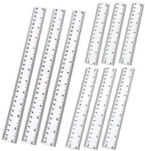9 Stück Kunststoff Lineal 15cm 20 cm 30 cm Kleines Lineal Set Transparente Schule Präzision Gerade Lineale Kunststofflineal für Schule