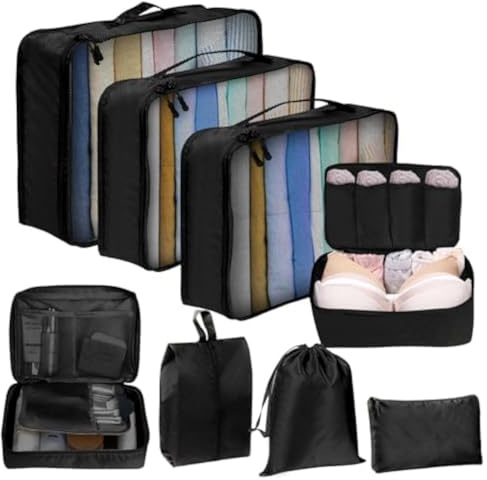 Koffer Organizer Set, Packing Cubes und Packwürfel – Reiseorganizer für Koffer mit Packtaschen