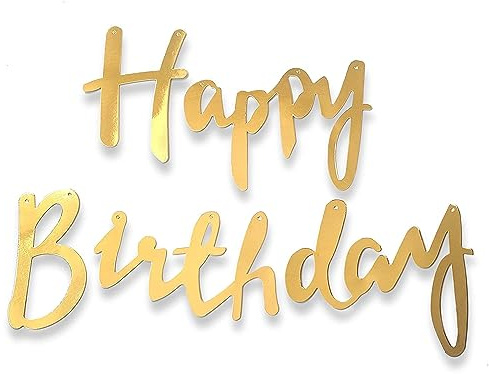 TOYVENTURES Happy Birthday Banner - Gold