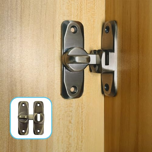 2 Pezzi Piccola Serratura per Porte Scorrevoli a 90 Gradi per Porte Interne, Chiavistello per Porte ad Apertura su Entrambi i Lati, Serratura Vintage per Cucine,Camera,Studio,Bagni(Grigio Argento)
