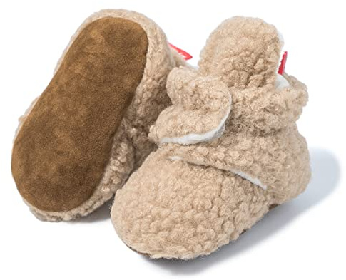 CENCIRILY Baby Booties for Boys Girls Soft Sole First Walker Shoes 0-18M | Knit upper, plush lining, hook-and-loop closure, flexible anti-slip bottom, indoor nursery and stroller wear