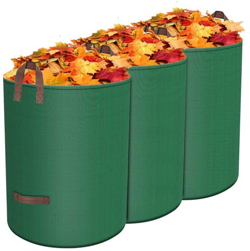 Wtrarmrz Gartensack 3x500L Laubsack Gartensäcke,gartenabfallsack stabil,Selbststehend Robust & Faltbar,Gartenabfallsäcke mit Griffen- UV-Stabil und Wasserabweisend,robust aus Polypropylen-Gewebe