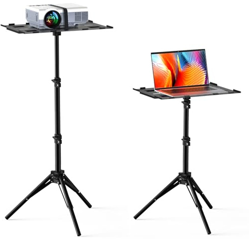 FUDONI Projector Stand Tripod from 14.5'' to 39.4'', Laptop Tripod Stand Height Adjustable for Home Cinema, Office