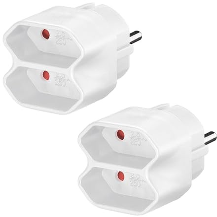 2X Steckdosenadapter, 2 Fach, Mehrfachsteckdose mit Kindersicherung, weiß, 2 Stück