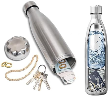 LinaLife 750 ml Umlenkung Edelstahl Safe Wasserflasche Sparbüchse Schlüsselhalter Geheimversteckter Tumbler Wasserflasche Stash Box Umleitungssicher versteckter Boden Aufbewahrung und Vakuum