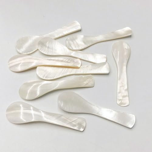 SHTGOI Mini Kaviarlöffel Eierlöffel Handarbeit 10Pcs Perlmutt löffel klein kaviarlöffel Perlmutt Dessertlöffel für Kaviar Eier Kaffee Serving mini löffel Perlmutt kaviarlöffel aus Perlmutt