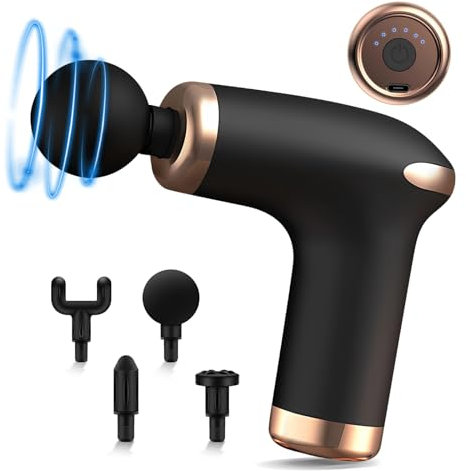 LuLuanping Massagepistole für Muskelmassage, Muskel Percussion Massagegerät mit 6 Stufen, Leise Handmassagegeräte mit 4 Köpfe, Massage Gun Tragbar zur Linderung von Schmerzen und Muskelsteifheit