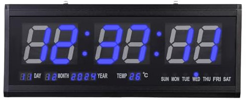 KAPIPALA LED-Wanduhr, Wanduhr Digital Groß, Digitale Wanduhr mit Kalender und Temperatur, für Zimmer Küche Büro