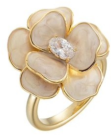 IMINI Eleganter Kamelienblüten Ring für Damen Mädchen CZ Diamant Blumen Statement Ring Offenes Wickel Fingerband Hochzeitstag Versprechensringe Zierlicher Schmuck
