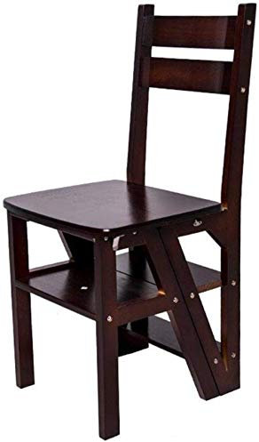 Fußhocker aus Holz, Klappleiter, Hocker, Stuhl, Dual-Use-Multifunktions-Kletterleiter, Home 4-Stufen-Leiter, Trittleitern/Kirschenfarbe
