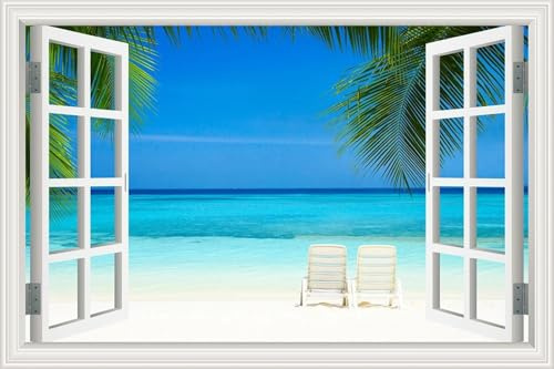 XAONUO Carta Da Parati Murale Effetto 3D Oceano Spiaggia Cielo Paesaggio 150X100 Carta Da Parati Autoadesiva In Pvc Fotomurali Carta Da Parati 3D Effetto Quadri Murali Murale Decorazione