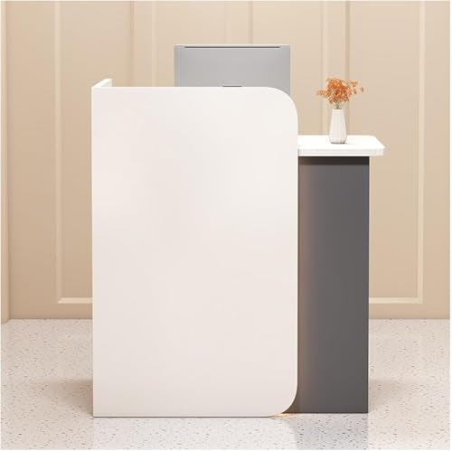 MIDUOLAI Eck-Empfangstheke, Moderne Kleine Einzelhandelskasse, L-FöRmig Gebogene Empfangstheke, Empfangstisch, Mit Offenen Regalen,C,120 * 45 * 100cm