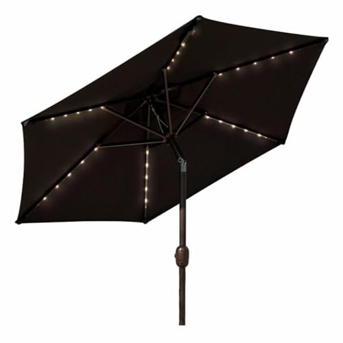 MCLIUJIA Gartenschirm 8,2ft/2,5M Outdoor-Terrassenschirm mit Kippkurbel, robuster Solar-LED-Marktschirm für Deck, Pool, Garten Sonnenschirm(F)