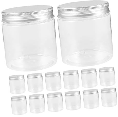 Bocal en Plastique Transparent Argenté 250ml avec Couvercle, Lot de 20