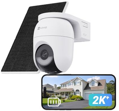 EZVIZ 2K+ Solar Camera, 24/7 Recording Lower Energy Consumption AOV Tech, No Monthly Fee, 512GB, 360°, CCTV Camera Outdoor, Human/Vehicle Detection, Colour Night Vision, Active Defense, CB8 Lite Kit