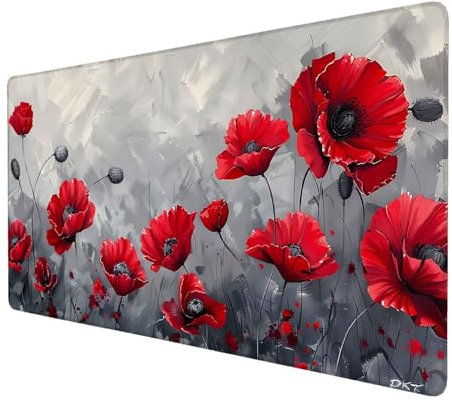 Mauspad Blume, Mauspad XXL 1000x500 mm, Großes Schreibtischunterlage mit Mohnblume Motiv, Gaming Mousepad mit Einer Speziellen Oberfläche Verbessert Geschwindigkeit und Präzision, für Gaming, Büro P-4