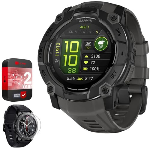 Garmin Instinct 3-50 mm Outdoor GPS Smartwatch, AMOLED, Black with Black Band 010-03020-00 Bundle with 2 YR CPS Enhanced Protection Pack & Deco Essentials Screen Protector