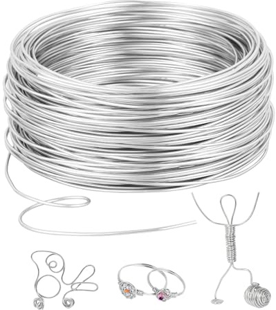 Romon Aluminiumtråd 2 mm x 50 M, formbar aluminiumtråd, metalltråd i aluminium, tråd för smycken utsmyckningar, silver