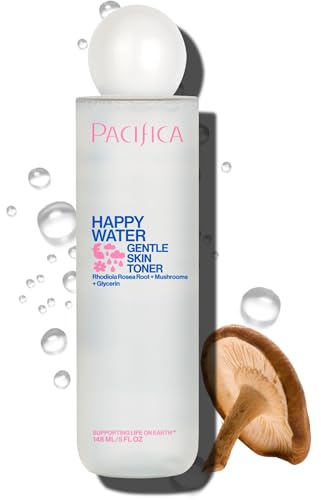 Pacifica Happy Water Hydrating Facial Toner – Vegan Ceramides, Hyaluronic Acid & Electrolytes, Refreshing & Calming for Balanced Skin, Clean Beauty, Vegan, Cruelty-Free, All Skin Types, 4 oz