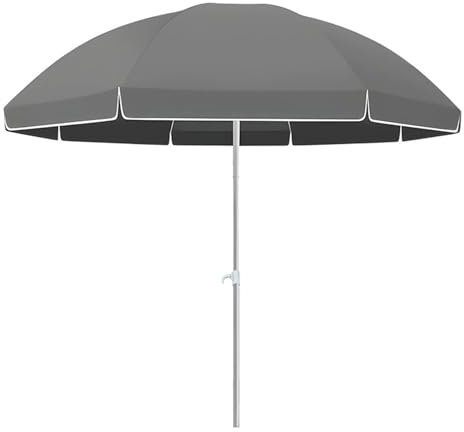 Patio Umbrella, 6/7/8ft Portable Outdoor Table Parasol, Height Adjustable Garden Parasol for Lawn, Pool, Beach(Grey,220cm/7ft)