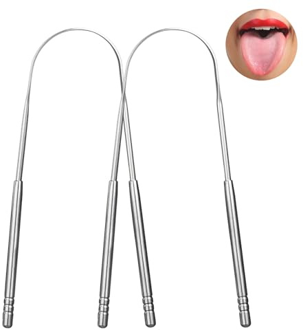 tiyiyok Pulisci Lingua, Forma a U Raschietto Lingua, Acciaio Inossidabile, Rimuove la Placca e le Impurità Dalla Lingua, Migliora la Salute Orale e Riduce L'alitosi