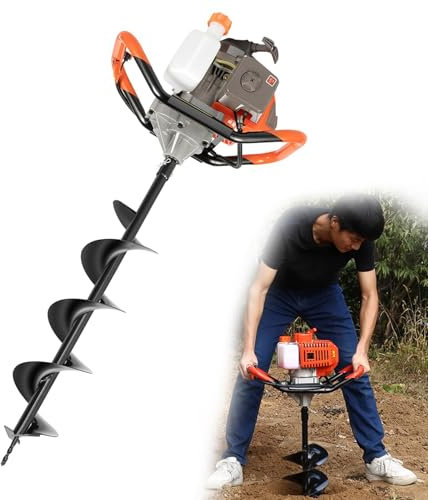 71 Ccm 2-Takt Benzin-Erdbohrer, 3 KW 7500 U/min Benzinbohrer, 2-Takt Erdbohrer Pfostenlochgräber, 1200 Ml Volumen, 100 MM, 150 MM, 200 MM, 250 MM, 300 MM, Benzin-Spiralbagger Zum Pflanzen Von Bäumen