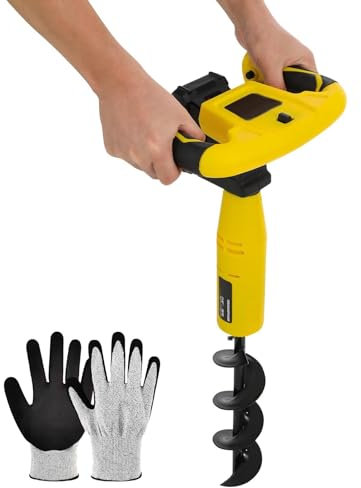 Scavatore elettrico senza fili a trivella di terra, 350 W, 31,8 x 7,6 cm, alimentato a batteria con funzione, per piantare piccoli giardini