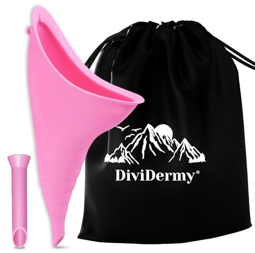 Orinatoio Portatile Donna, Silicone Imbuto Femminile, Dispositivo per minzione femminile, Donne in Piedi Fino a Pipì, Folding Urinella with Extension Tube per All'aperto, Campeggio, Viaggio, Rosa