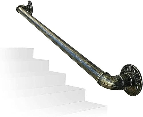 KAnduo Barandilla de Escalera Antideslizante de Metal de Bronce for Interiores y Exteriores Vintage, barandilla de Agarre Antideslizante Pasamanos para Escaleras(80cm)