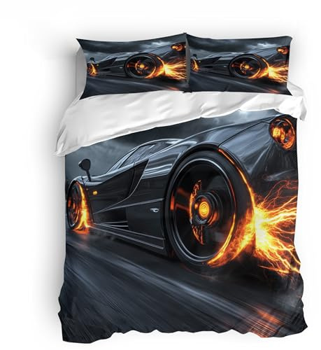 Generisch Mercedes-Benz Bettwäsche Set 135x200 3teilig Coole Autos Mikrofaser Betten Set,1 Bettbezüge 135x200 cm + 2 Kissenbezüge 80X80 cm mit Reißverschluss für Jungen Kinder Mädchen