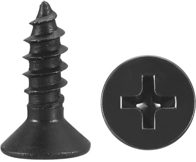 METALLIXITY Countersunk Phillips Wood Screws (#6x1/2) 50Pcs, Carbon Steel Coarse Thread Phillips Drive Flat Head Wood Screws - for Furniture Installation Repair, Black