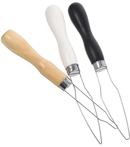 PERSELOSO Lot de 3 Crochets de Boutons Adaptatifs en Acier Inoxydable et Bois, Outil Léger et Multifonctionnel pour Couture Manuelle et DIY Rapide