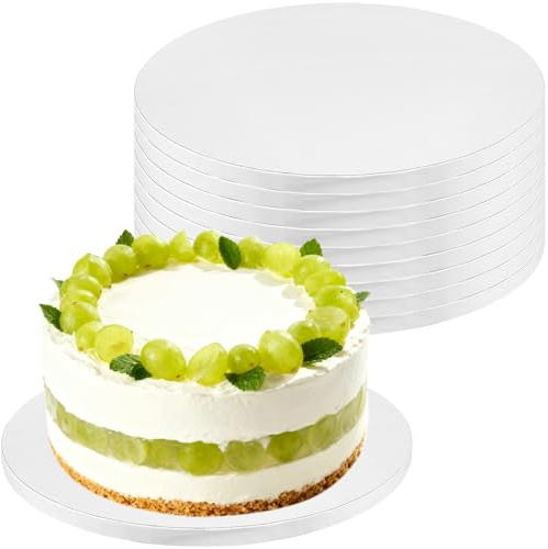 FAAING 10 Stück Cake Board 25cm Rund Weiß, 12mm Dick Tortenunterlage Rund Tortenboden Pappe Tortenplatte, Cakeboard für Transport Kuchen und Torten