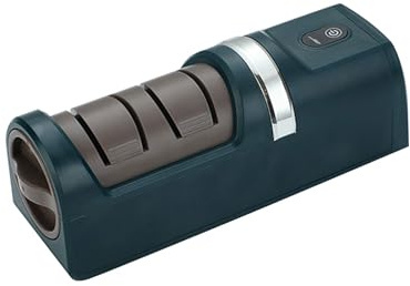 BAFOVY Electric Knife Sharpener, USB Rechargeable Sharpener with Coarse Fine Wheels Non Slip Base for Kitchen, Chef and Camping Use (Green)