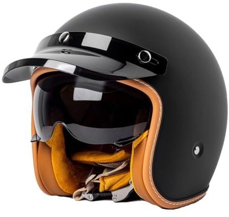 Medio Casco Motocicleta Retro ECEDOT Homologado 3/4 Casco Moto Jet para Hombres Y Mujeres Estilo Vintage con Visera Solar Cascos Abiertos De Moto Cascos Half-Helmet