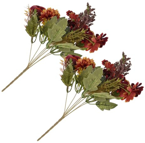 Amosfun 2 Pezzi Bouquet Artificiale con Ortensia e Rosa Simulata Fiori Realistici Grappolo per Decorazioni Camera ed Colori Vivaci Design Europeo