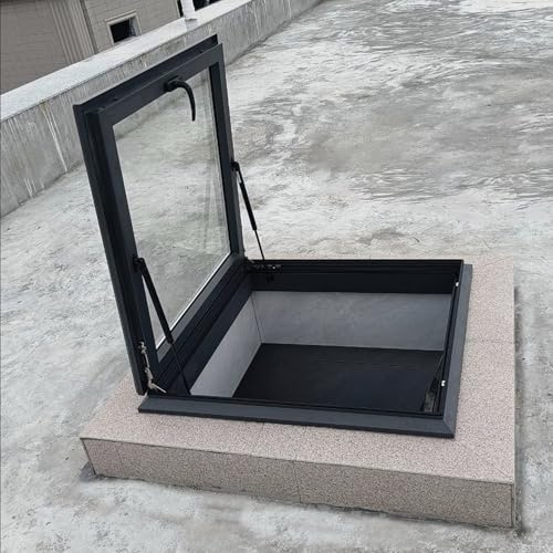 Hand Skylight Clear Roof Window,Double-Layer Tempered Glass,Aluminum Alloy Frame Egress Roof Window for Attic, Basement, Sun Room,Shed,Garage,Underground Well Lighting Door(W16xH16in)