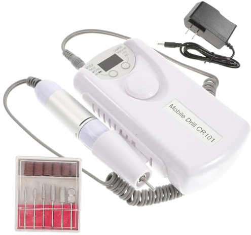 UKCOCO Perceuse Électrique Manucure 6 Embouts, Compacte Et Légère, Multifonction Pour Nail Art, Usage Professionnel Et Personnel, Kit Manucure Polissage Ongles Blanc