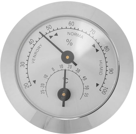 CONGARTENO Violin Hygrometer 50mm Silber Temperatur und Feuchtigkeitsmesser für Musikinstrumente Präzises Geigenzubehör für Koffer und Pflege