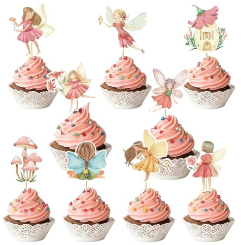 45 stycken tårtdekoration, älva, cupcake, toppare, muffin, dekoration, älva, tårtdekoration, flicka, cupcake, dekoration för barn, eftermiddagstefest, födelsedagsfest