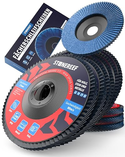 [10 Stück] Fächerscheiben 125 mm – Korn 40 – Schleifscheiben aus Zirkonkorund – Lamellenscheiben für Winkelschleifer 125 mm – Metall & Edelstahl – Abtrag & Politur – Ø 125 × 22,23 mm