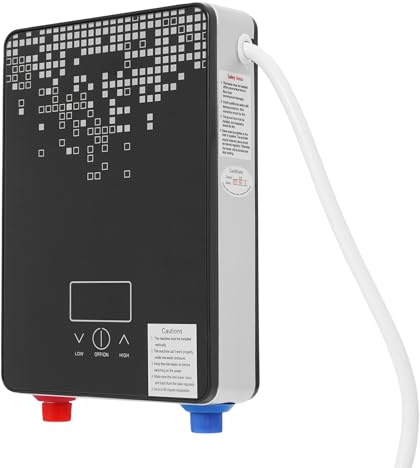 Scaldabagno elettrico 6500 W 220 V, scaldabagno elettronico istantaneo, temperatura regolabile 30-55 ℃, senza serbatoio con indicatore LED, doccetta per cucina, bagno, nero