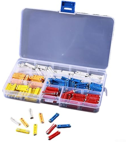 Paquete de 200 fusibles de coche para automóviles, 5A, 8A, 16A, 25A, 40A, para juego de fusibles torpedo, fusible de hoja de 6 mm x 25 mm con amperaje codificado por colores, plástico + metal