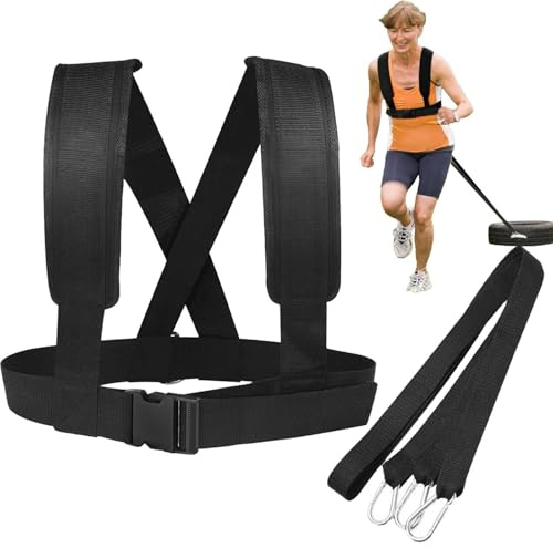 Verstellbares Schlittengeschirr - Zuggurt mit Schlössern, Krafttrainingsgerät | Robustes Fitnesszubehör für Gymnastikübungen
