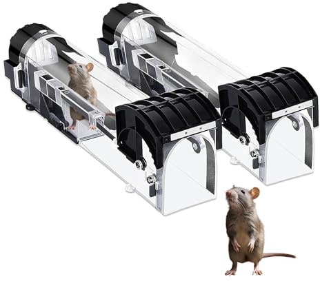 MaciRept 2er Set Mausefalle Lebend, Rattenfalle Lebendfalle für Mäuse & Ratten – Humane, Wiederverwendbare Tierfalle mit Auslöser & Rückschlagklappe (32 cm), für Haus, Garten & Garage