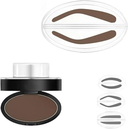 Kit de tampon à sourcils étanche avec poudre anti-taches et pochoir, poudres de tampon à sourcils, outil de définition des sourcils adapté aux débutants pour femme, créer des sourcils naturels (marron