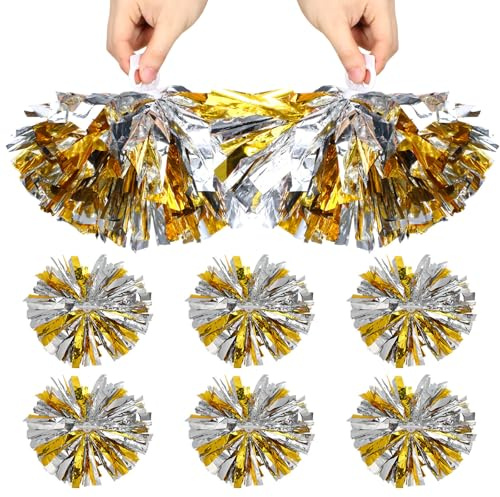 VICASKY Pompons de Cheerleading 12 pièces métalliques légers en PE, Accessoires pour Filles, adaptés à la Danse et aux événements de cohésion d'équipe
