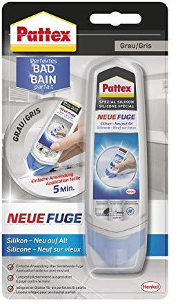 Pattex Perfektes Bad Neue Fuge, Silikon Dichtmasse für neue Fugen in nur einem Schritt, Sanitärsilikon zum Schutz vor Schimmel, Fugensanierung Komplett-Set, 1 x 100ml